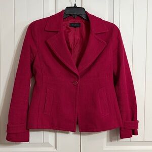 Talbots Blazer Womens 10 Raspberry color Textured Lined Career Office Jacket M